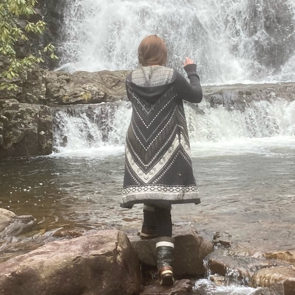 Abercrombie Fair Isle Hooded Duster Cardigan - Picture 1 of 5